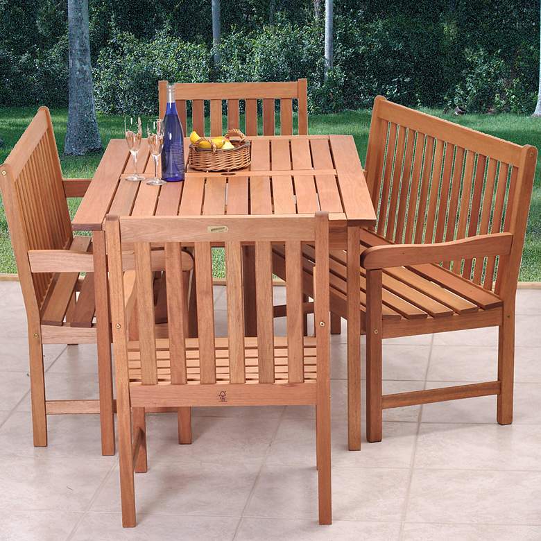 Image 1 Forli Eucalyptus 5-Piece Outdoor Bench Dining Set