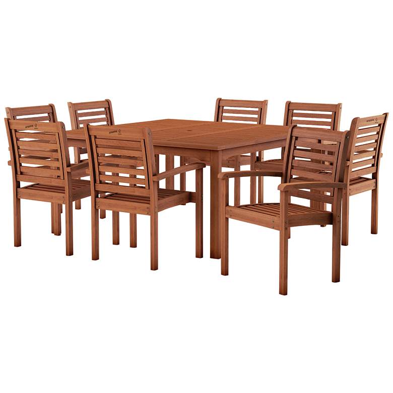 Image 2 Forli Eucalyptus Square 9-Piece Outdoor Dining Set