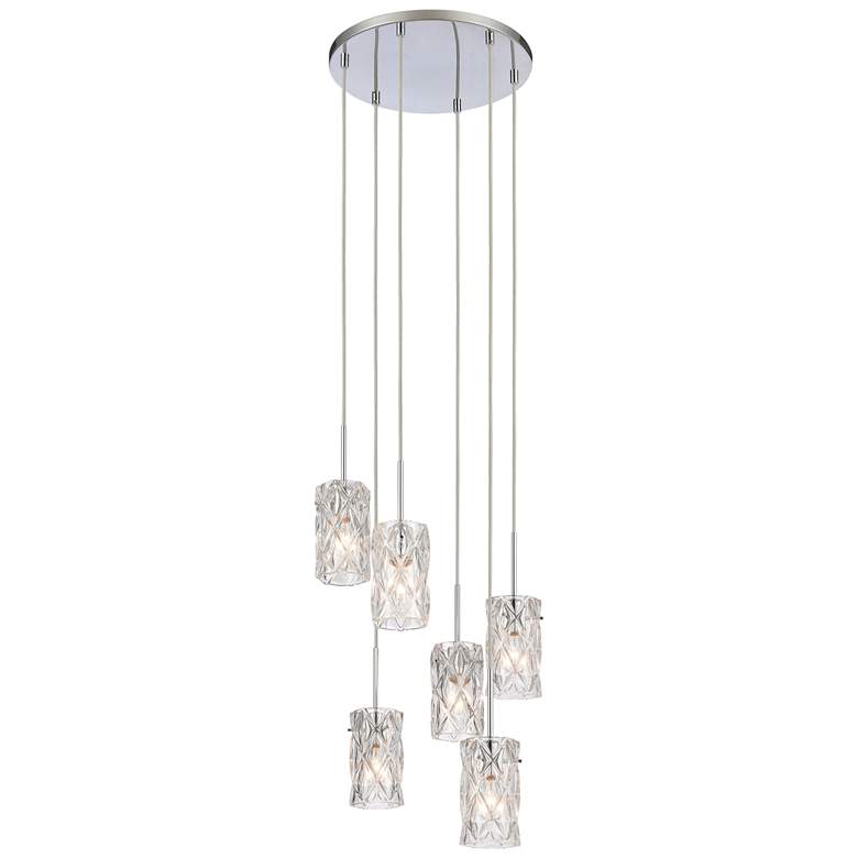 Image 1 Forma de Crystal 17.5" Wide 6-Light Pendant - Polished Chrome