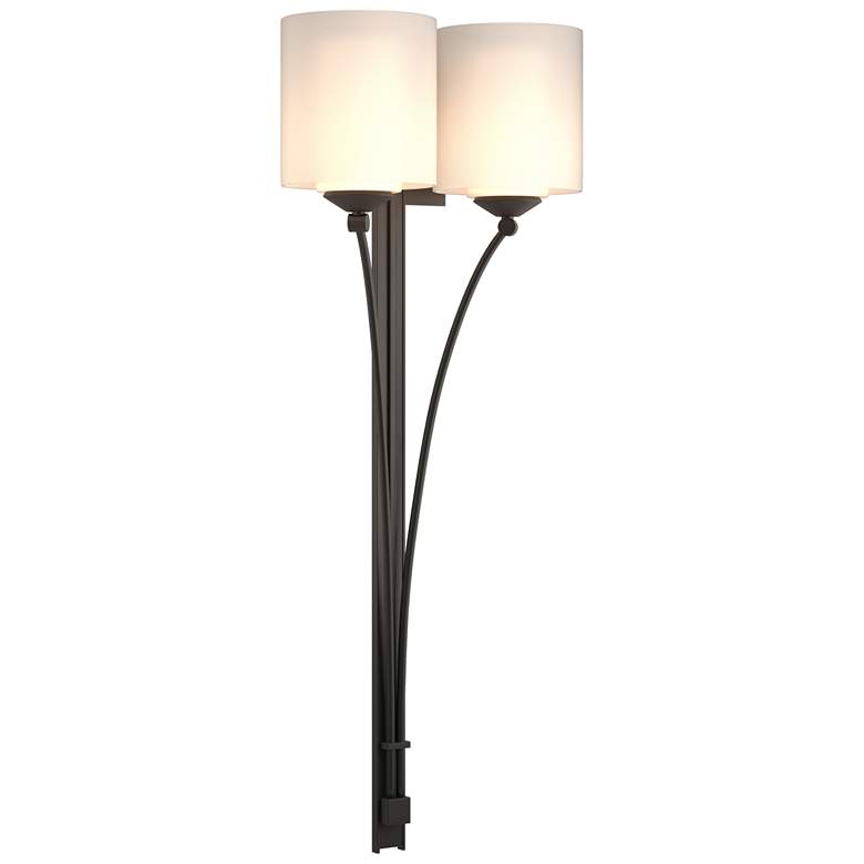 Image 1 Formae Contemporary 29.6 inch High 2 Light Black Sconce With Opal Glass Sh