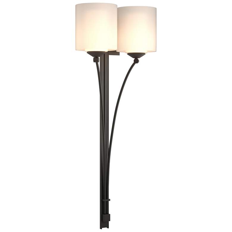 Image 1 Formae Contemporary 29.6" High 2 Light Black Sconce With Opal Glass Sh