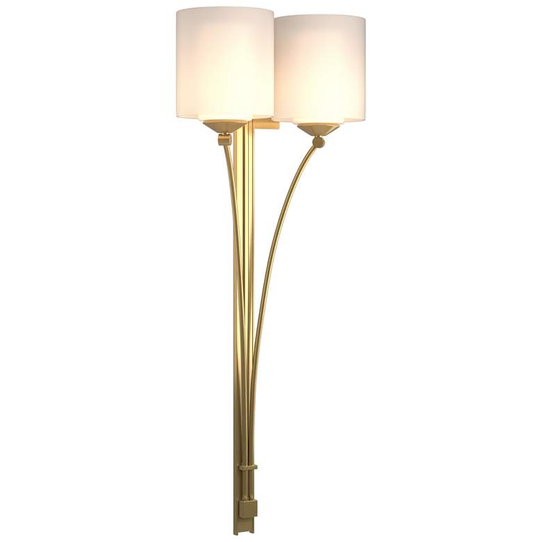 Image 1 Formae Contemporary 29.6 inchH 2 Light Modern Brass Sconce w/ Opal Glass S