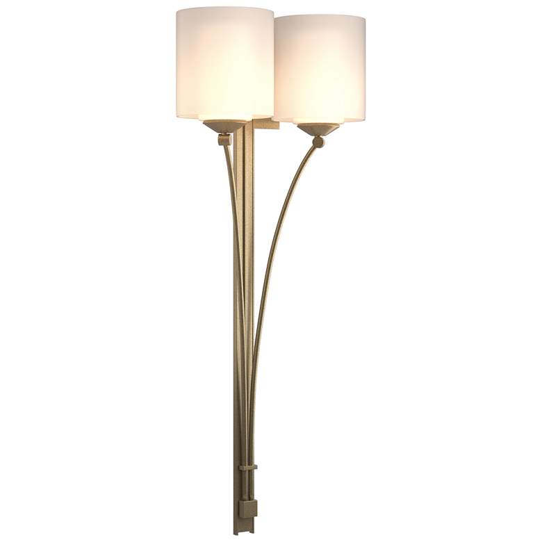 Image 1 Formae Contemporary 29.6"H 2 Light Soft Gold Sconce With Opal Glass Sh