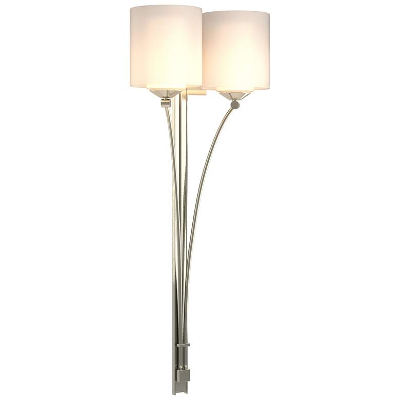 Image 1 Formae Contemporary 29.6 inchH 2 Light Sterling Sconce With Opal Glass Sha