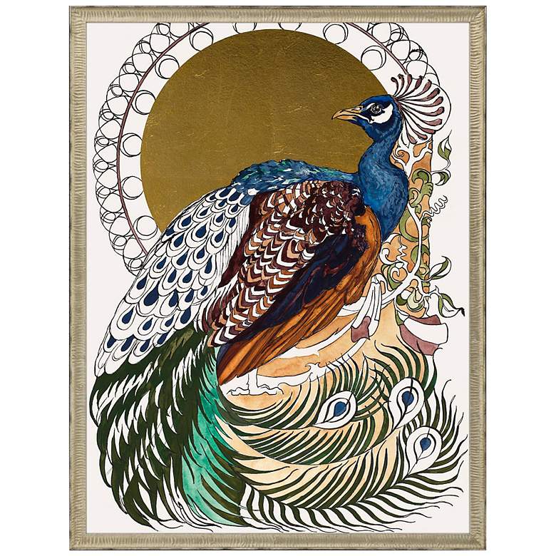 Image 3 Formal Peacock 51" High Rectangular Giclee Framed Wall Art