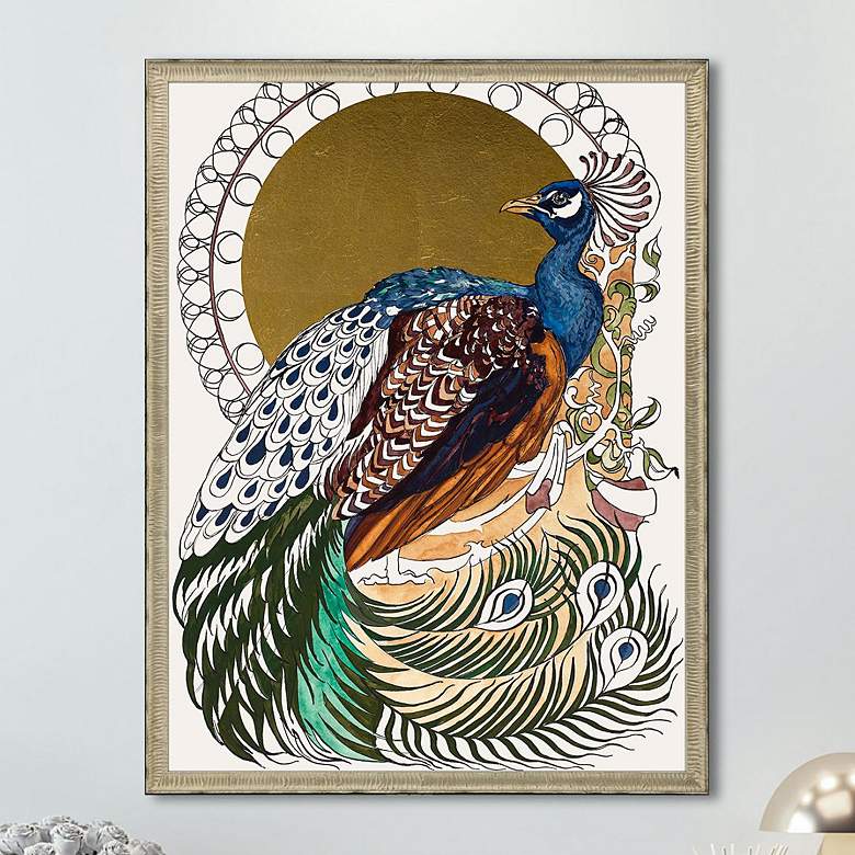 Image 2 Formal Peacock 51" High Rectangular Giclee Framed Wall Art