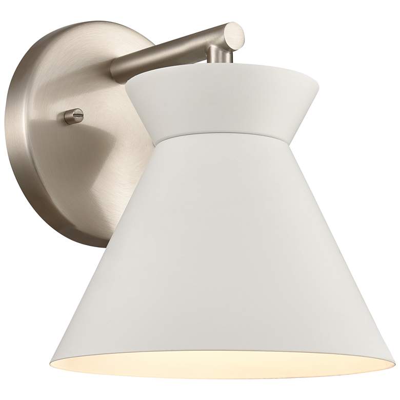 Image 1 Forme 7 inch Wide 1-Light Vanity Light - White with Brushed Nickel