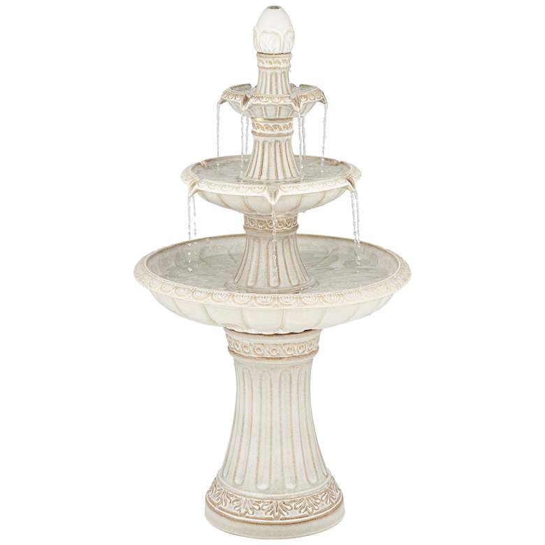 Image 2 Formentera 45 1/4" High Off-White 3-Tier LED Outdoor Floor Fountain