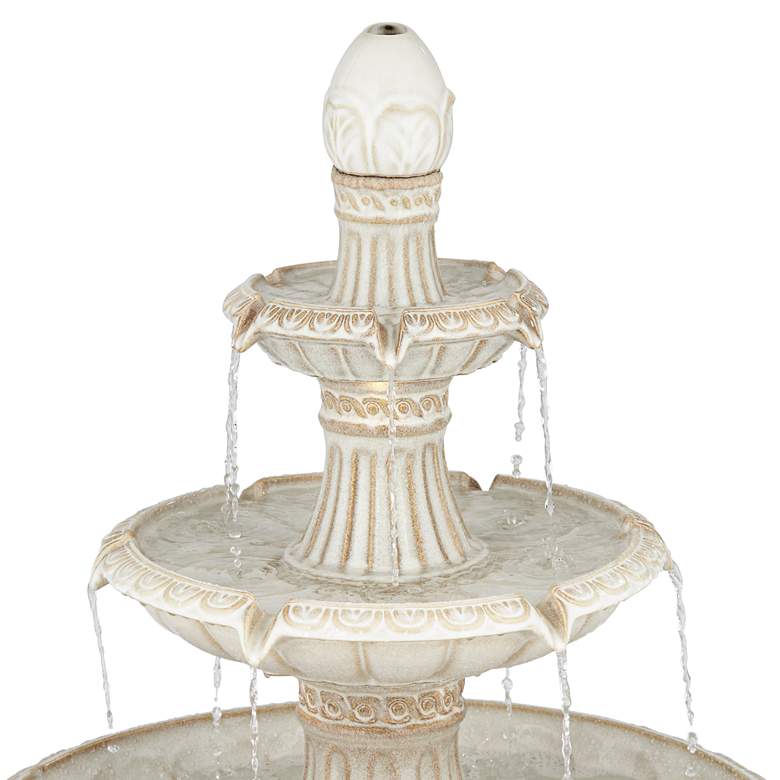 Image 3 Formentera 45 1/4" High Off-White 3-Tier LED Outdoor Floor Fountain more views