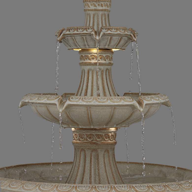 Image 6 Formentera 45 1/4" High Off-White 3-Tier LED Outdoor Floor Fountain more views