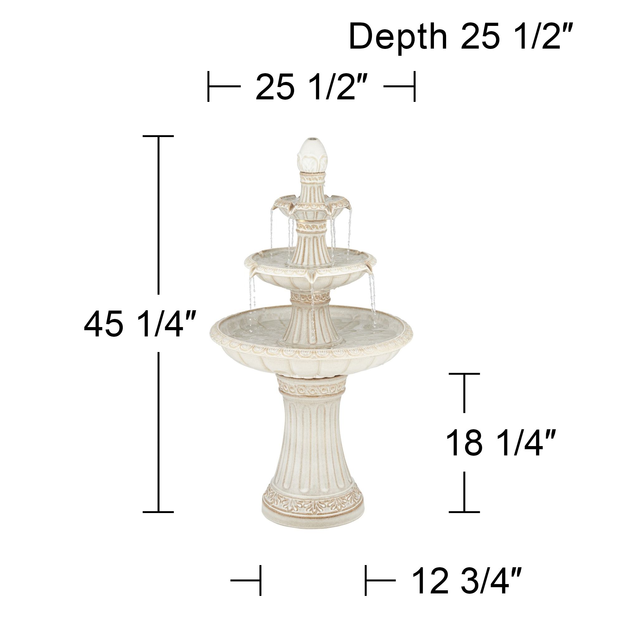 Watch A Video About the Formentera Off White 3 Tier LED Outdoor Floor Fountain