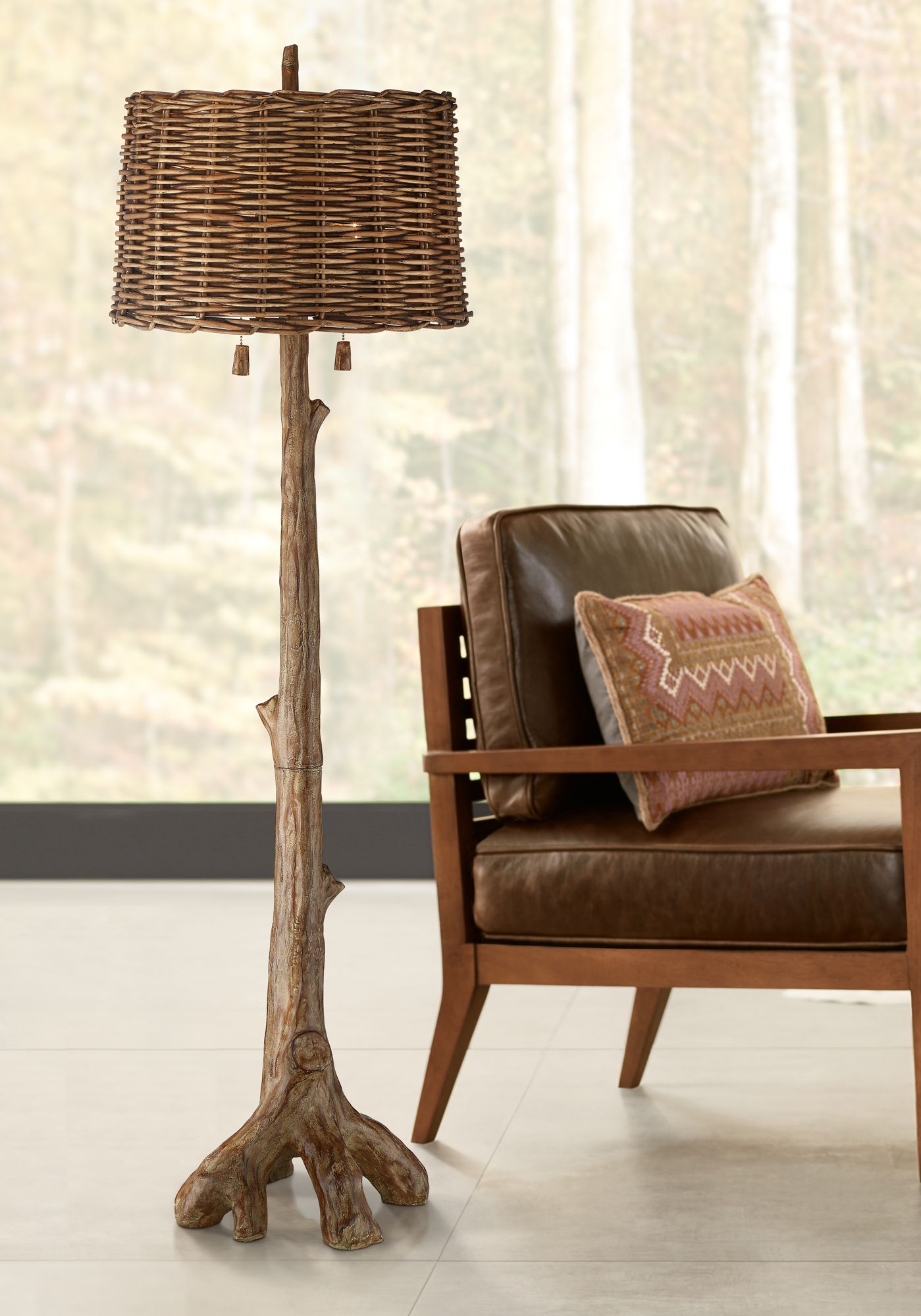 tree bark floor lamp