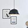 1_Forte 13 3/4" Wide Black Dome Shade Pendant Light