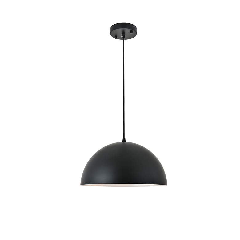Image 4 Forte 13 3/4" Wide Black Dome Shade Pendant Light more views