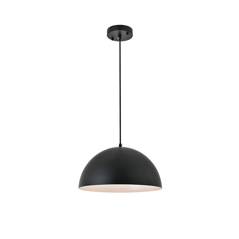 Image 5 Forte 13 3/4" Wide Black Dome Shade Pendant Light more views