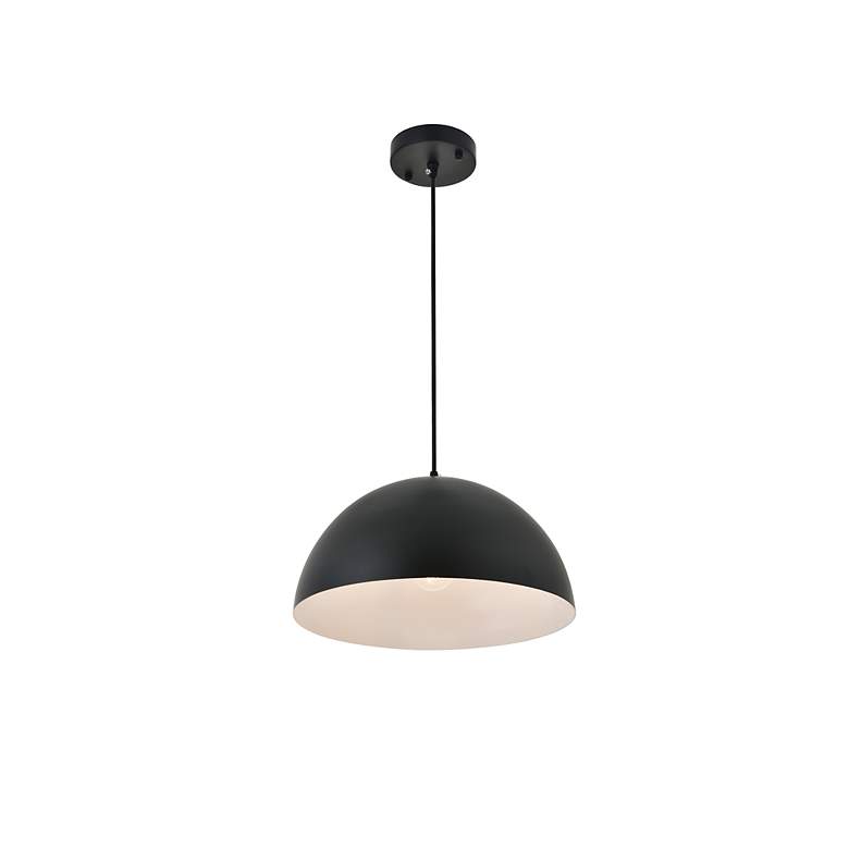 Image 7 Forte 13 3/4" Wide Black Dome Shade Pendant Light more views