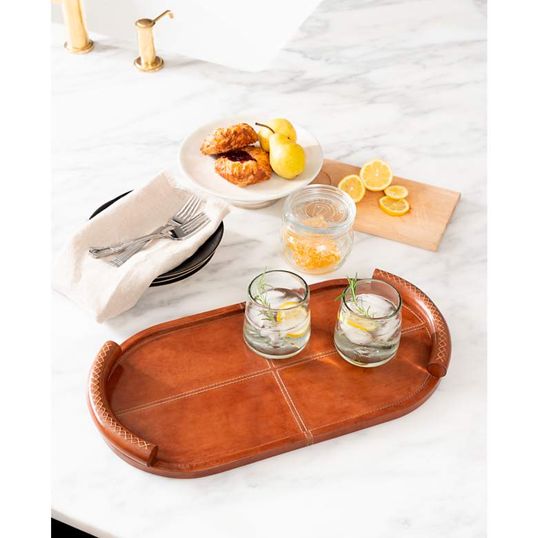 Image 2 Forte Leather Tray Oval (Cognac) more views