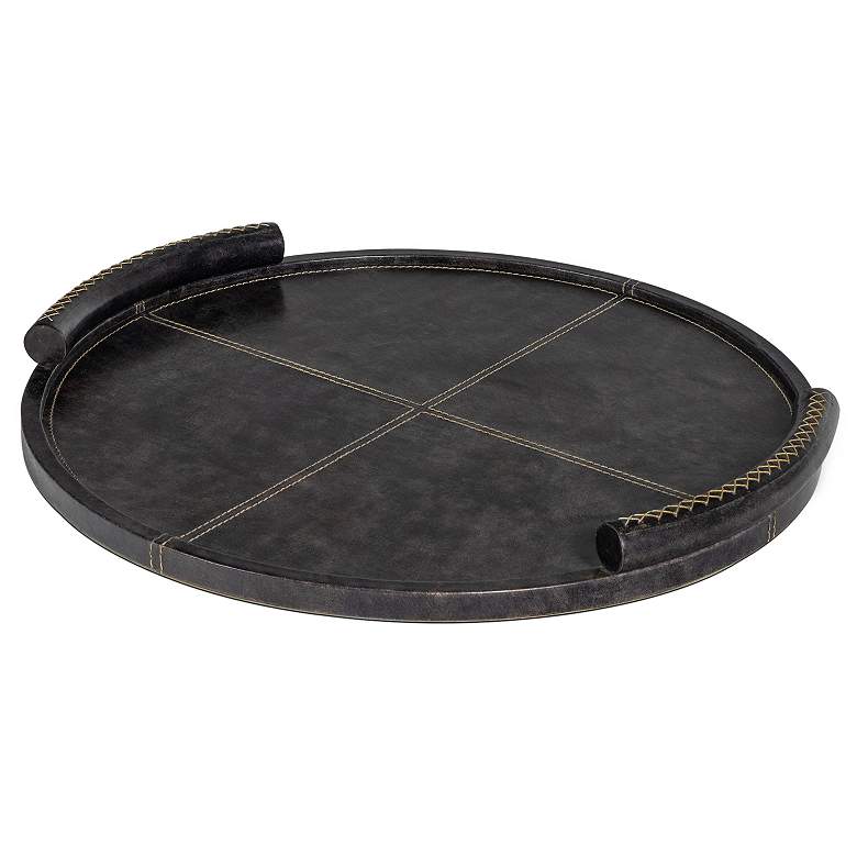 Image 1 Forte Leather Tray Round (Black)