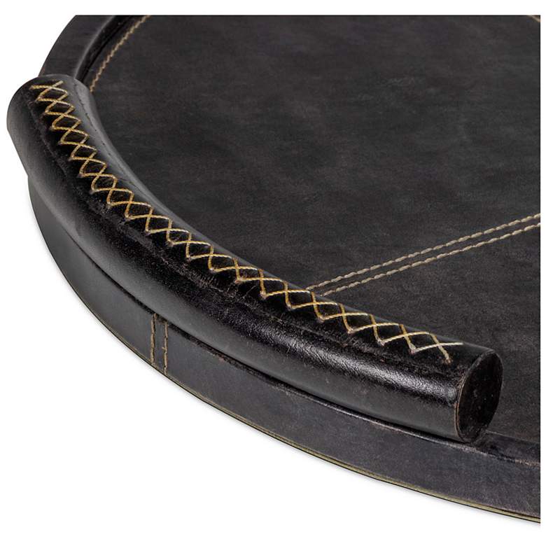 Image 2 Forte Leather Tray Round (Black) more views