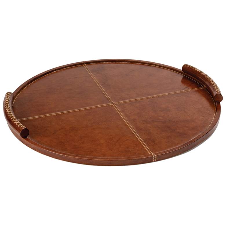 Image 1 Forte Leather Tray Round Large (Tan)