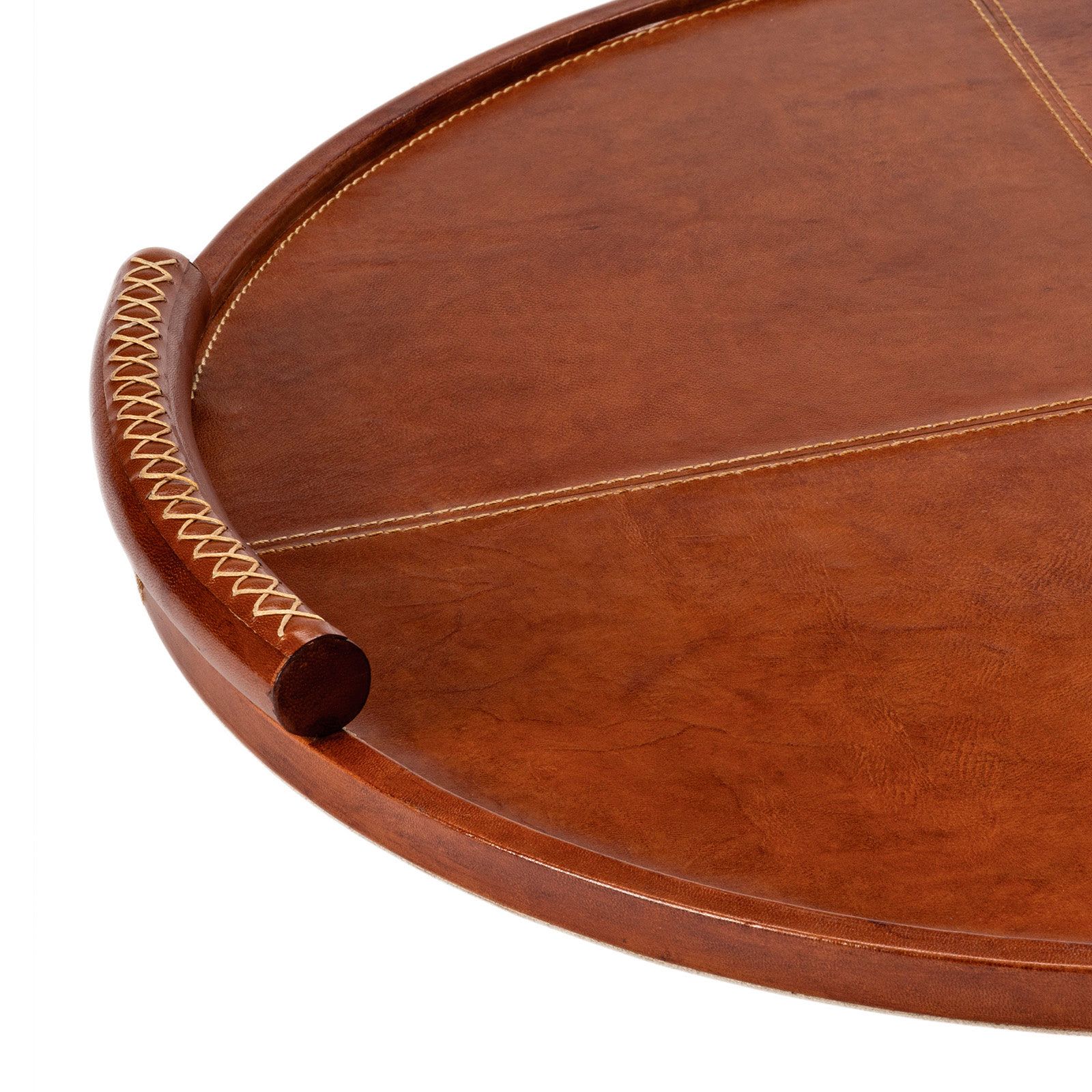 Image 2 Forte Leather Tray Round Large (Tan) more views