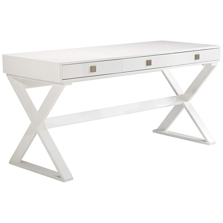 Image 1 Fortino Contemporary High Gloss White Desk