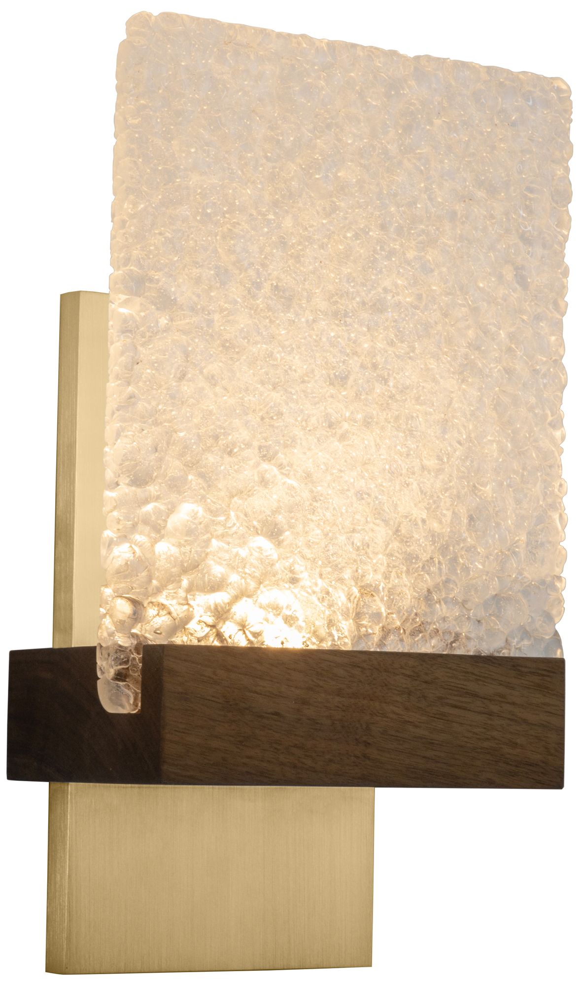 Fortis 12.5"H Brushed Brass &amp; Walnut 3500K LED Sconce w/Glass Made