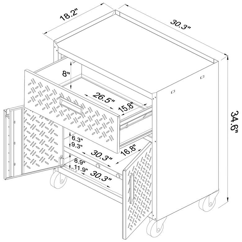 Image 7 Fortress 30 1/4 inch Wide Metal 1-Drawer Garage Mobile Cabinet more views