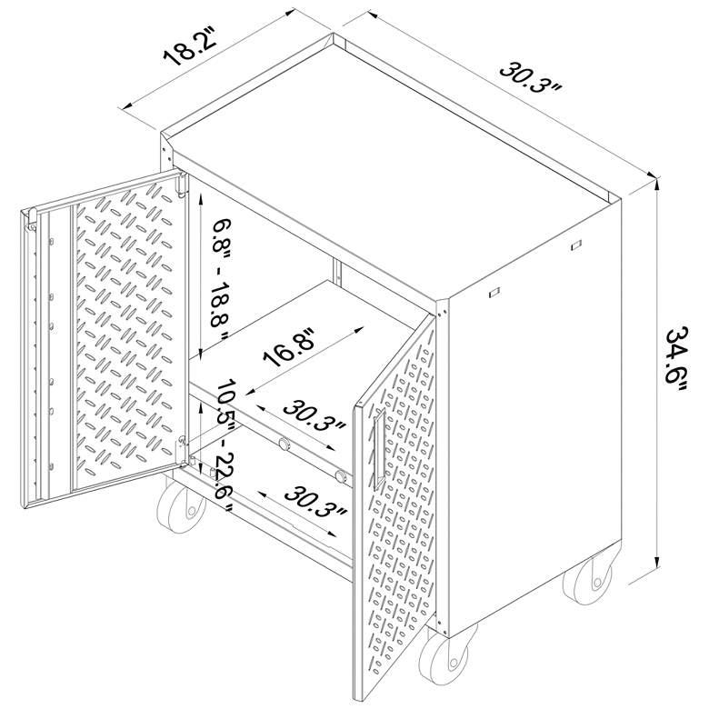 Image 7 Fortress 30 1/4" Wide Metal 2-Door Garage Mobile Cabinet more views