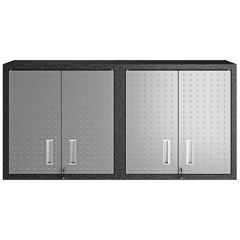 Image 1 Fortress 30" Floating Metal Garage Cabinet with Shelves in Grey - Set