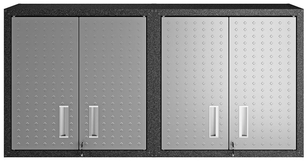 Image 2 Fortress 30" Floating Metal Garage Cabinet with Shelves in Grey - Set more views