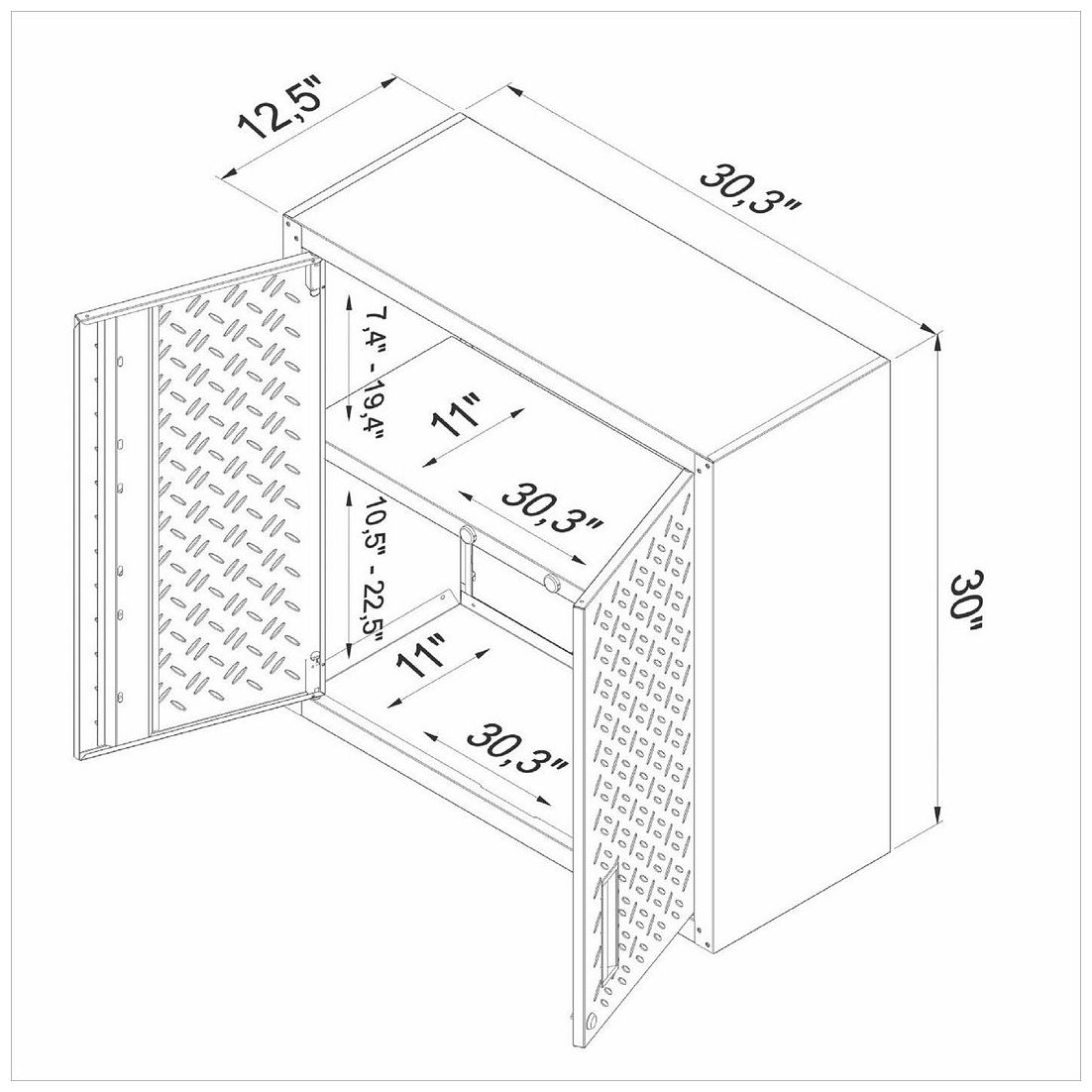 Image 4 Fortress 30" Floating Metal Garage Cabinet with Shelves in Grey - Set more views