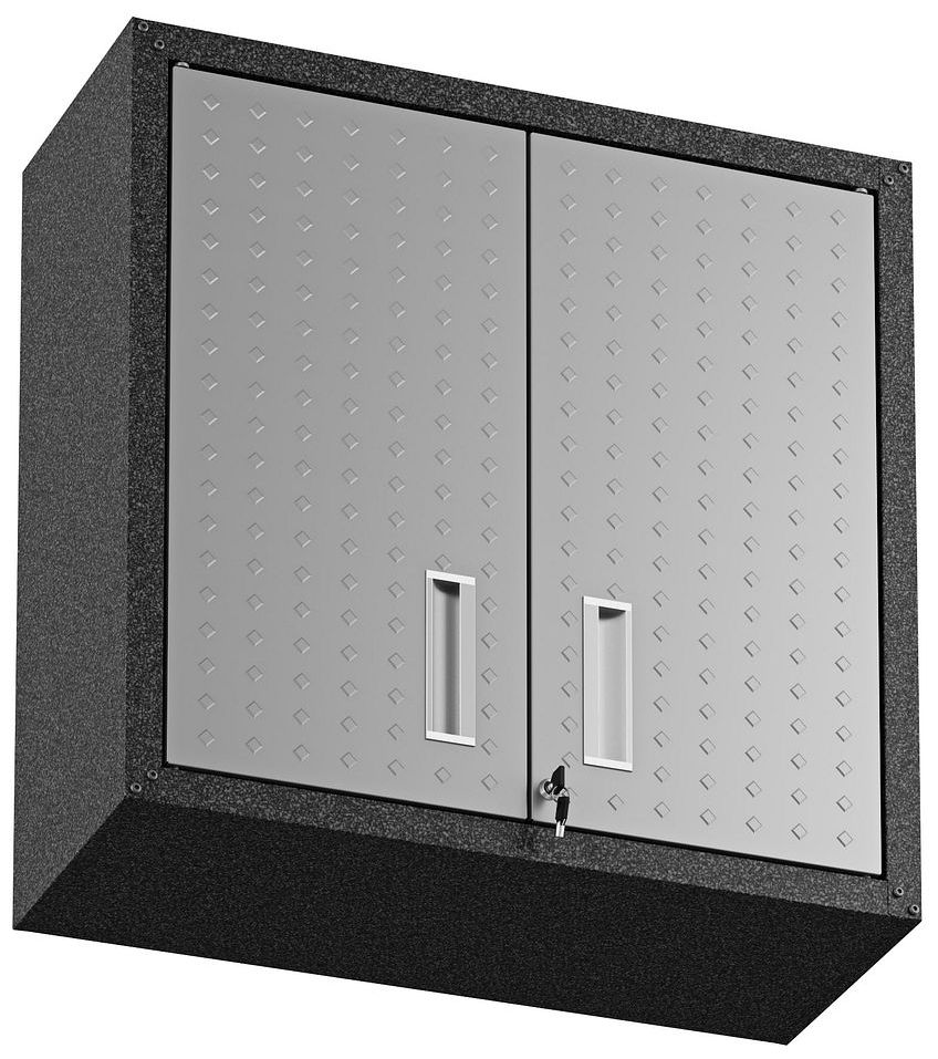 Image 7 Fortress 30" Floating Metal Garage Cabinet with Shelves in Grey - Set more views