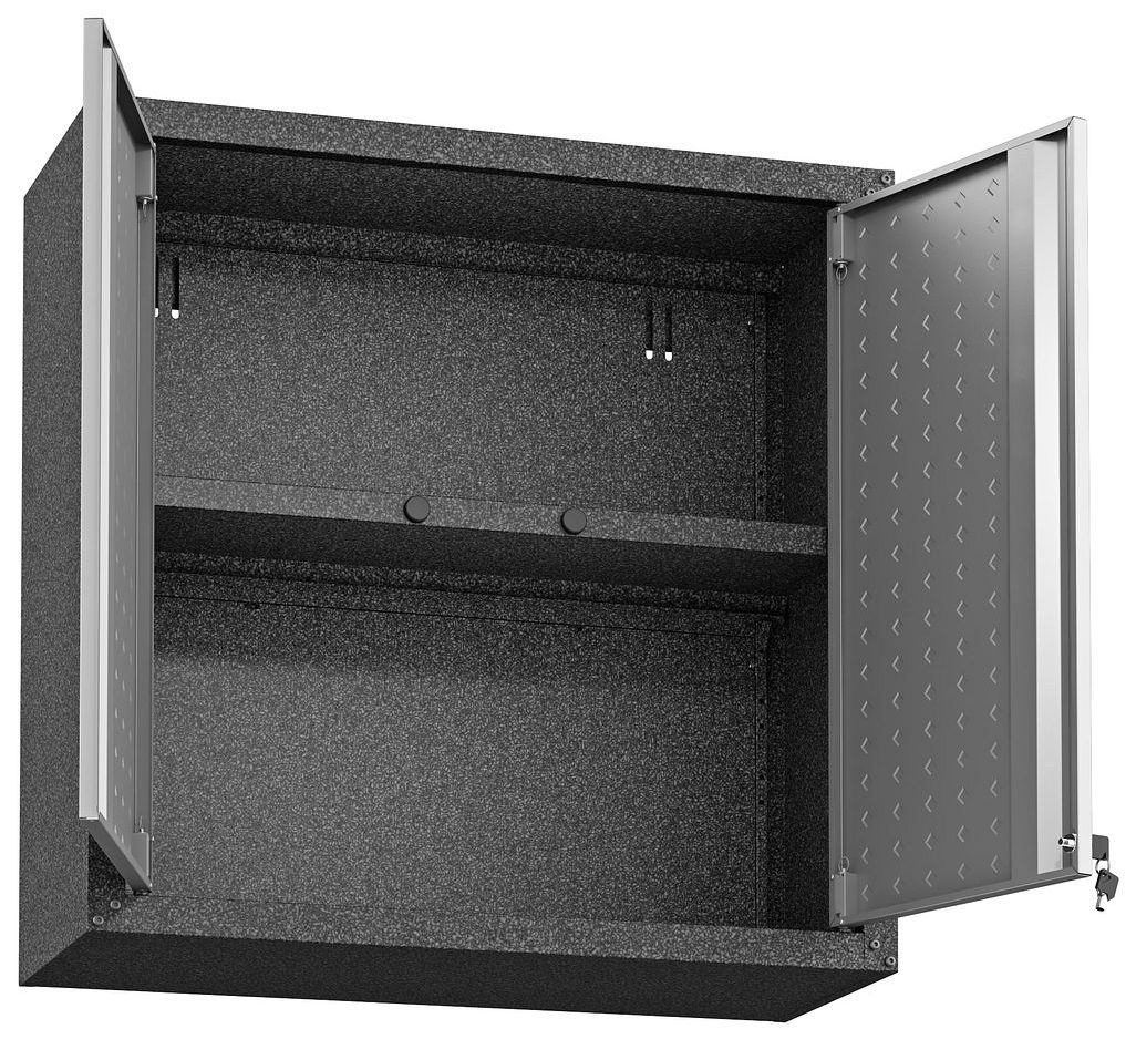 Fortress 30" Floating Metal Garage Cabinet with Shelves in Grey - Set