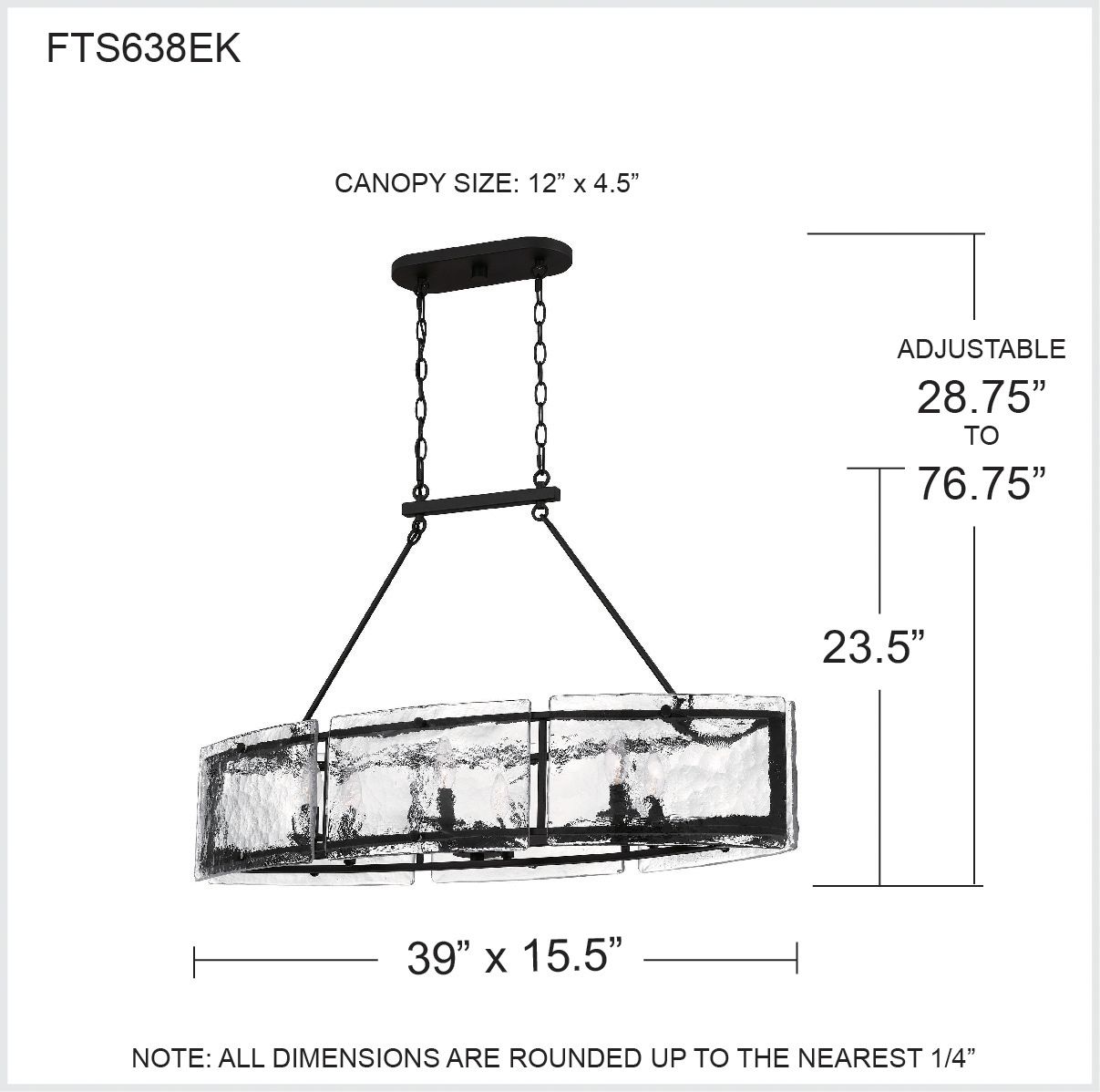 Fortress 39" Wide Earth Black 6-Light Linear Pendant in scene