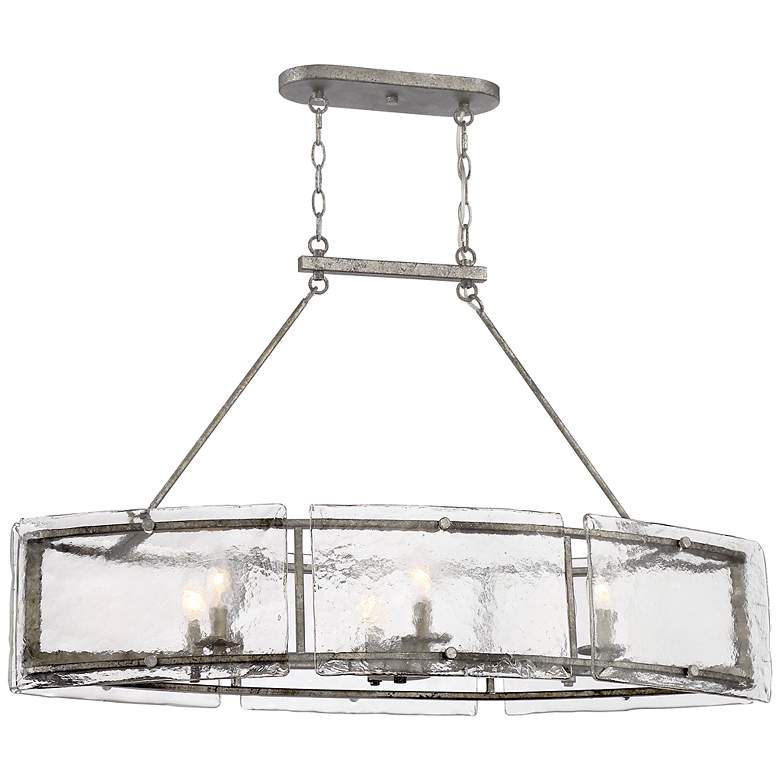 Image 2 Fortress 39" Wide Mottled Silver 6-Light Island Chandelier