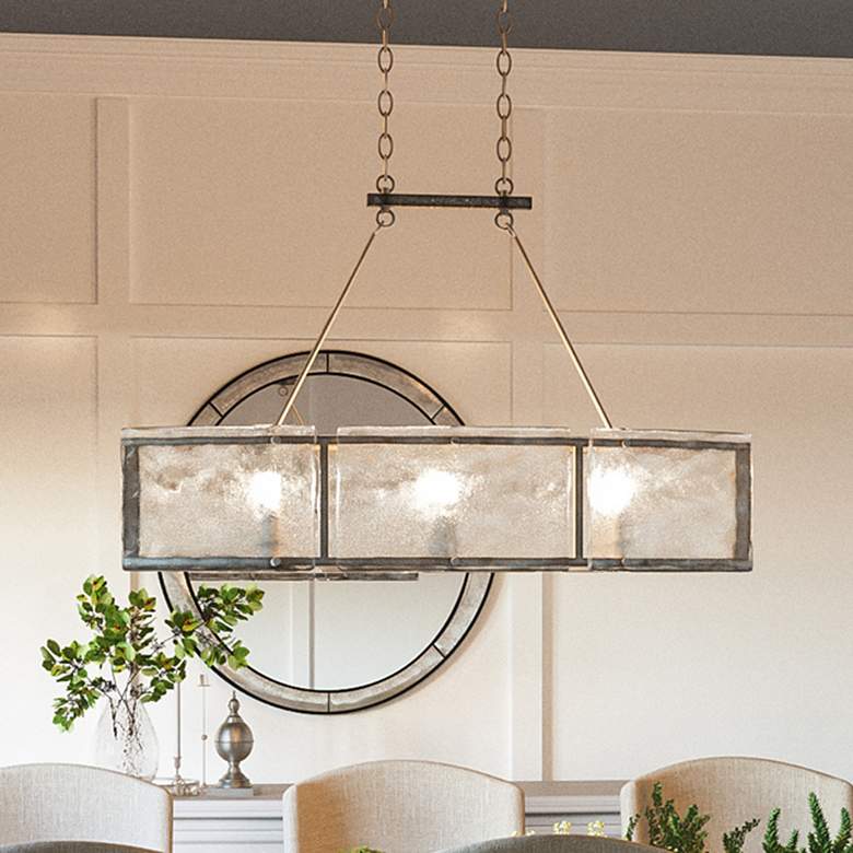 Image 1 Fortress 39" Wide Mottled Silver 6-Light Island Chandelier