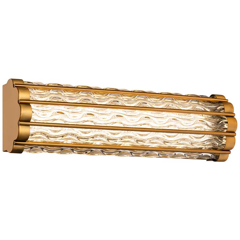 Image 1 Fortress 5.9 inchH x 20 inchW 1-Light Crystal Bath Bar in Aged Brass