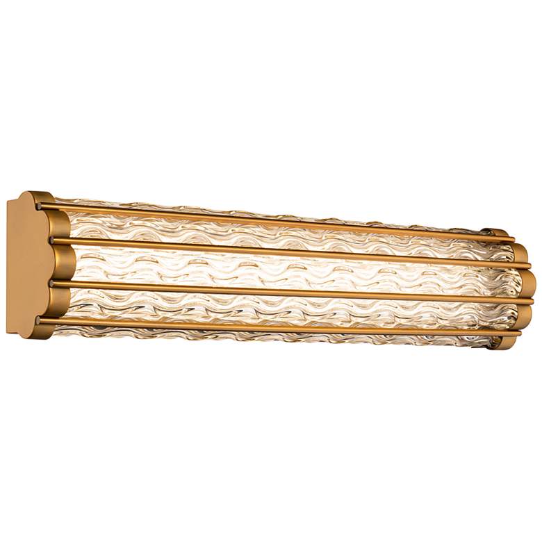 Image 2 Fortress 5.9"H x 27"W 1-Light Crystal Bath Bar in Aged Brass