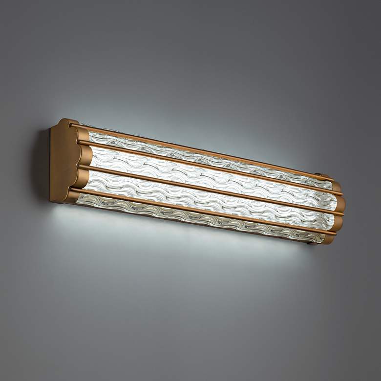 Image 1 Fortress 5.9"H x 27"W 1-Light Crystal Bath Bar in Aged Brass