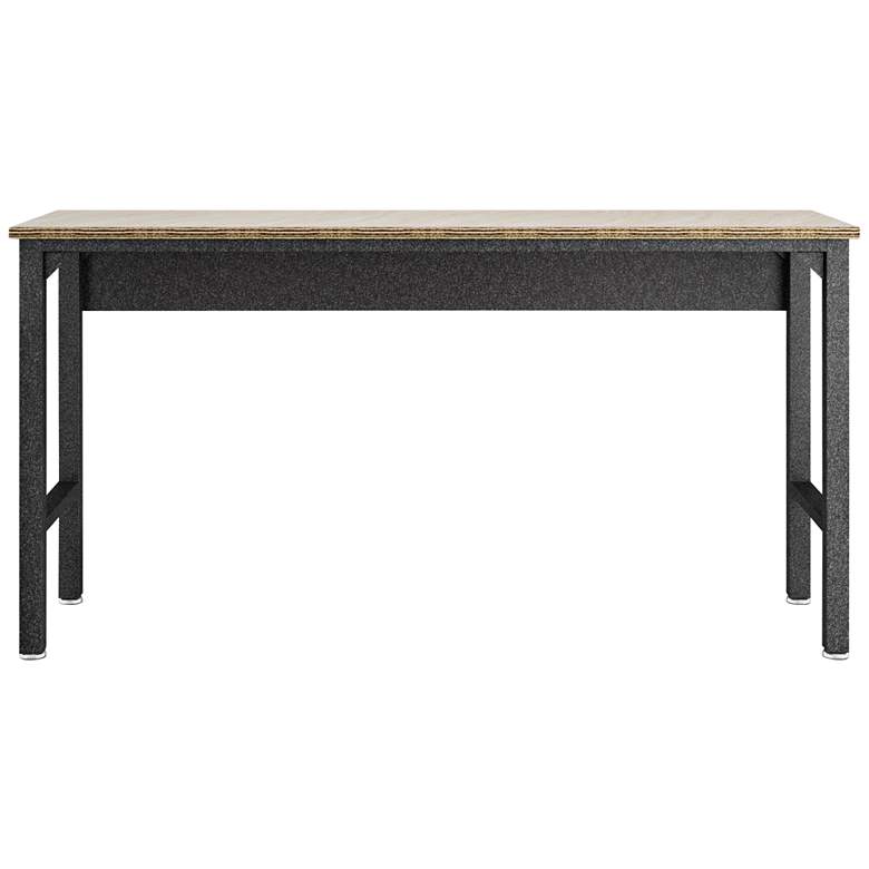 Image 1 Fortress 72 1/2 inch Natural Wood and Gray Steel Garage Table