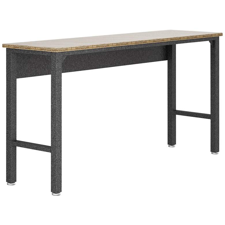 Image 3 Fortress 72 1/2 inch Natural Wood and Gray Steel Garage Table more views