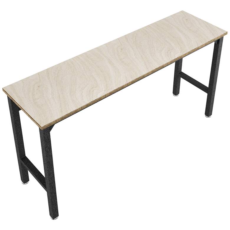 Image 4 Fortress 72 1/2 inch Natural Wood and Gray Steel Garage Table more views