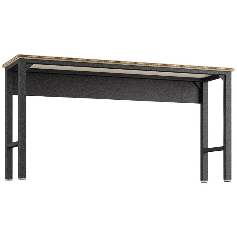 Image 5 Fortress 72 1/2 inch Natural Wood and Gray Steel Garage Table more views