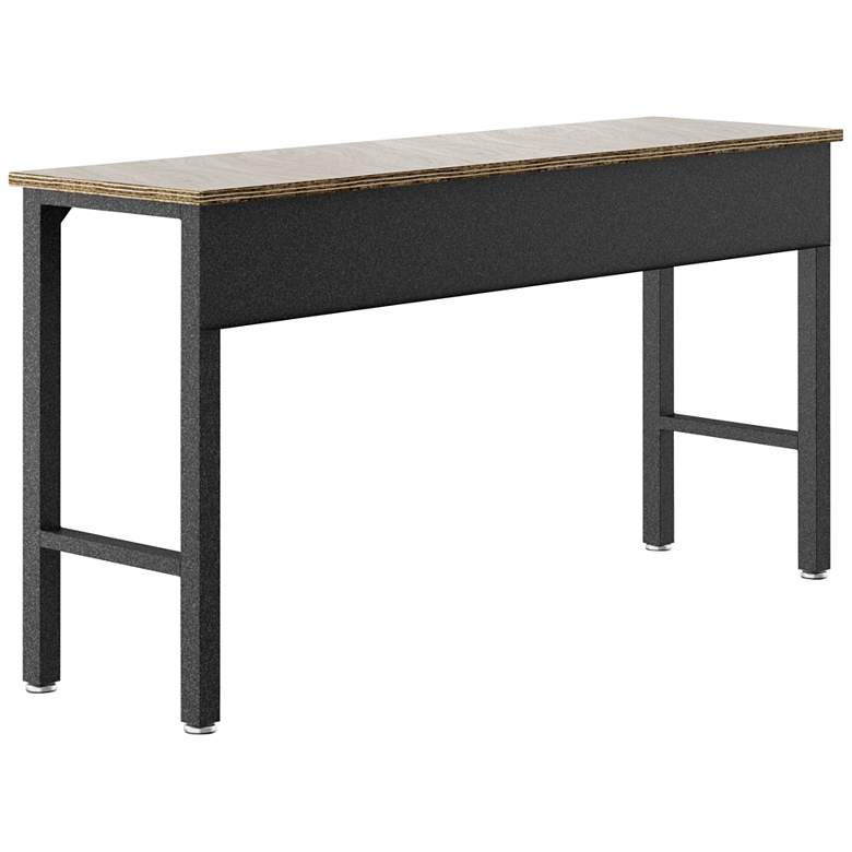 Image 6 Fortress 72 1/2 inch Natural Wood and Gray Steel Garage Table more views