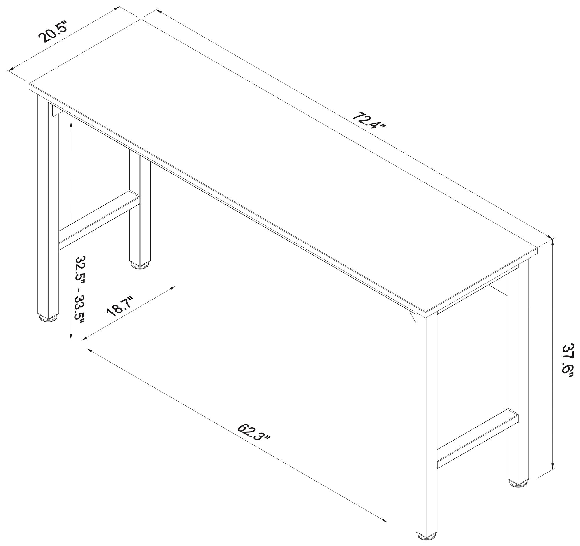 Fortress 72 1/2" Natural Wood and Gray Steel Garage Table