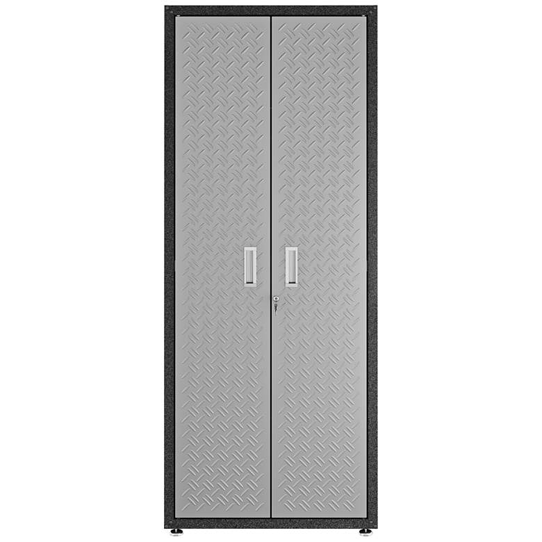 Image 2 Fortress 74 3/4 inch High Gray Textured Metal Garage Cabinet