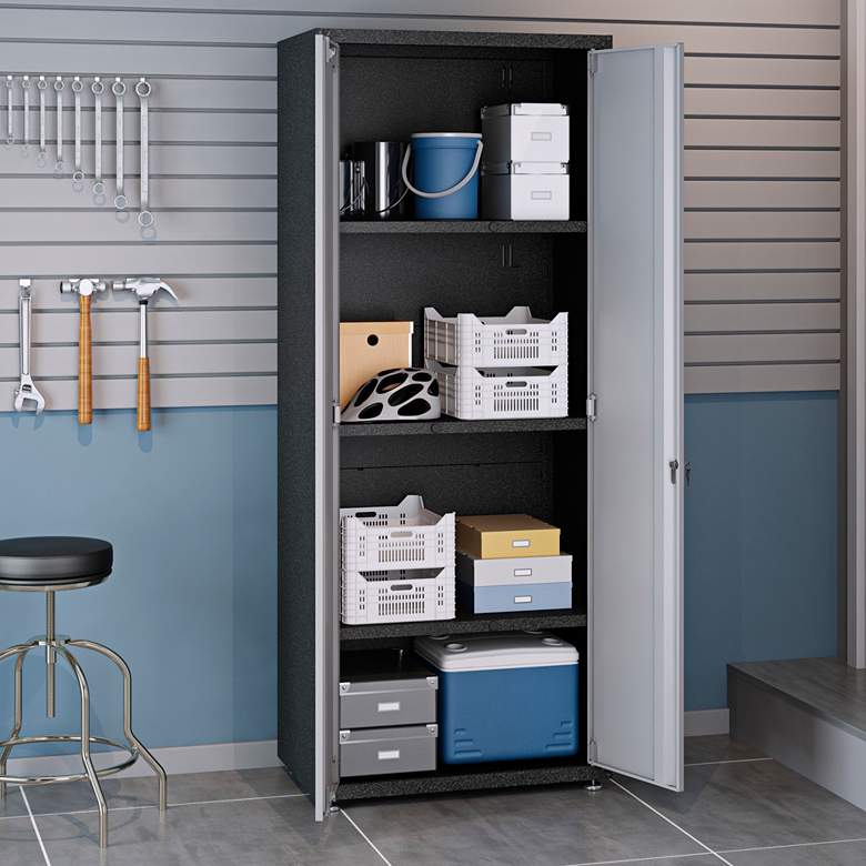 Image 3 Fortress 74 3/4" High Gray Textured Metal Garage Cabinet more views