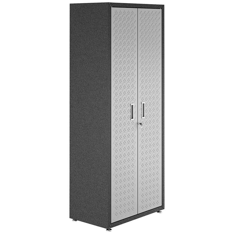 Image 4 Fortress 74 3/4 inch High Gray Textured Metal Garage Cabinet more views