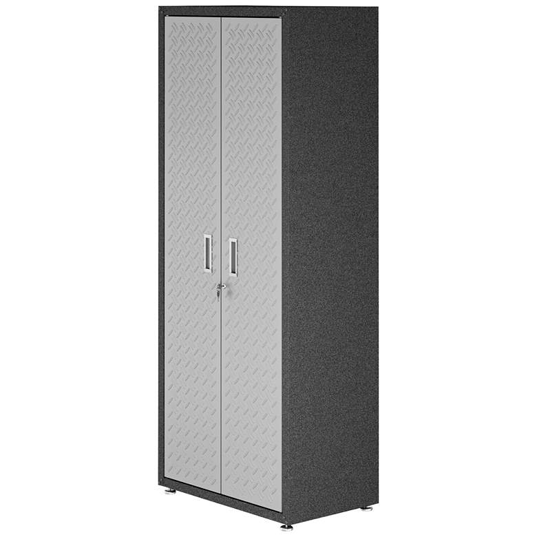 Image 5 Fortress 74 3/4 inch High Gray Textured Metal Garage Cabinet more views